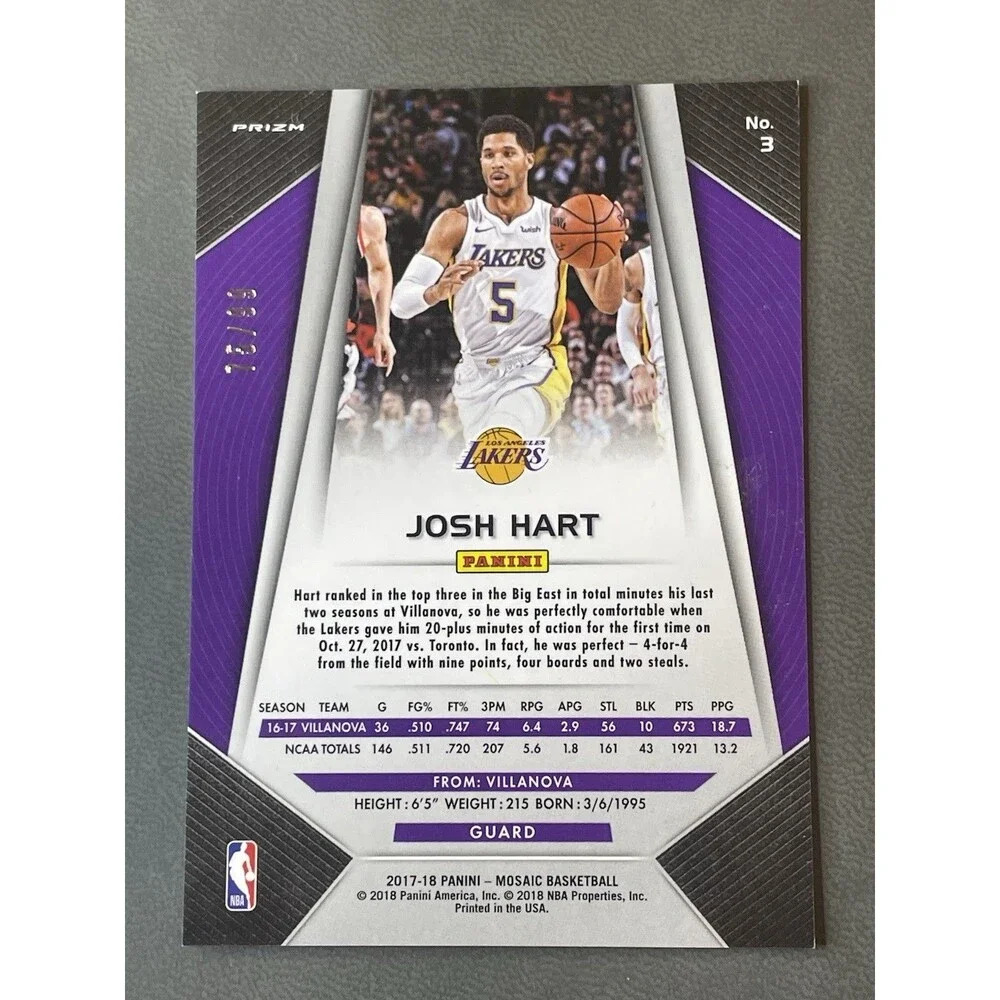 2017-18 Mosaic Prizm Josh Hart #3 Lot Silver Green Orange Blue Red Purple /99